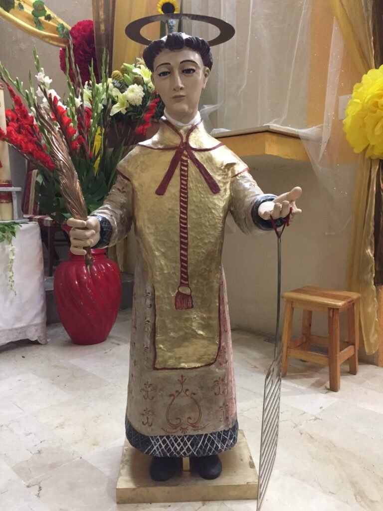 Escultura de San Lorenzo restaurada.